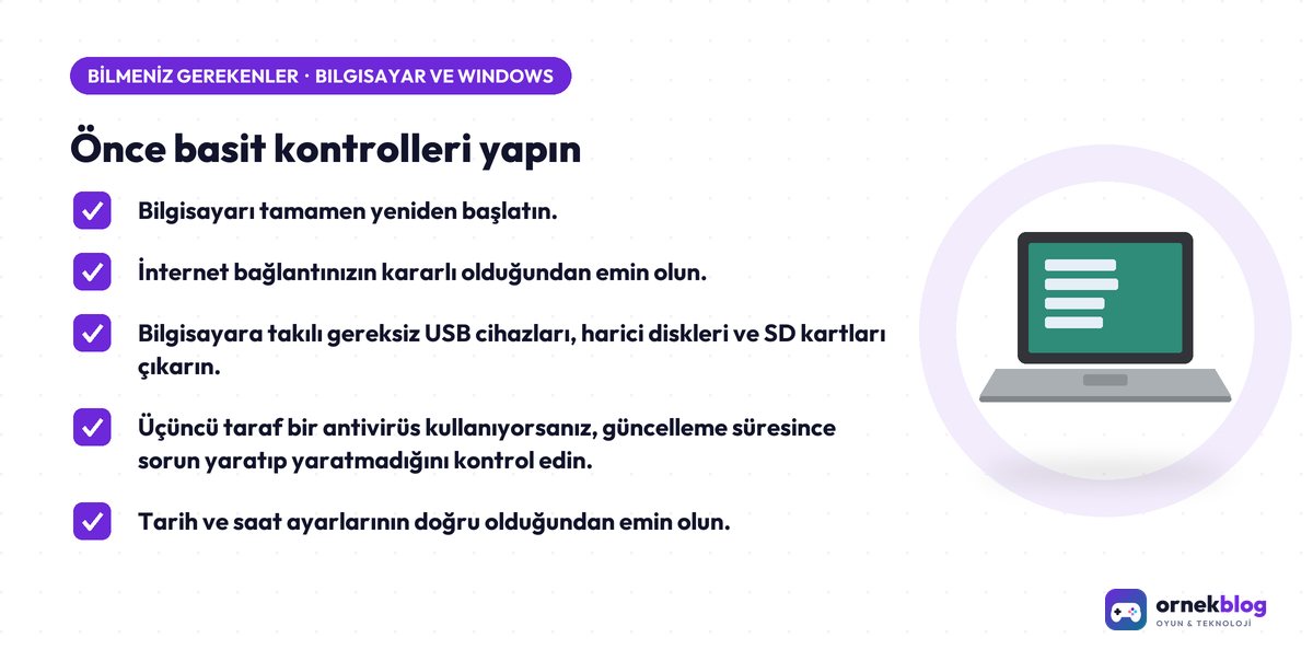 Önce basit kontrolleri yapın – özet görseli